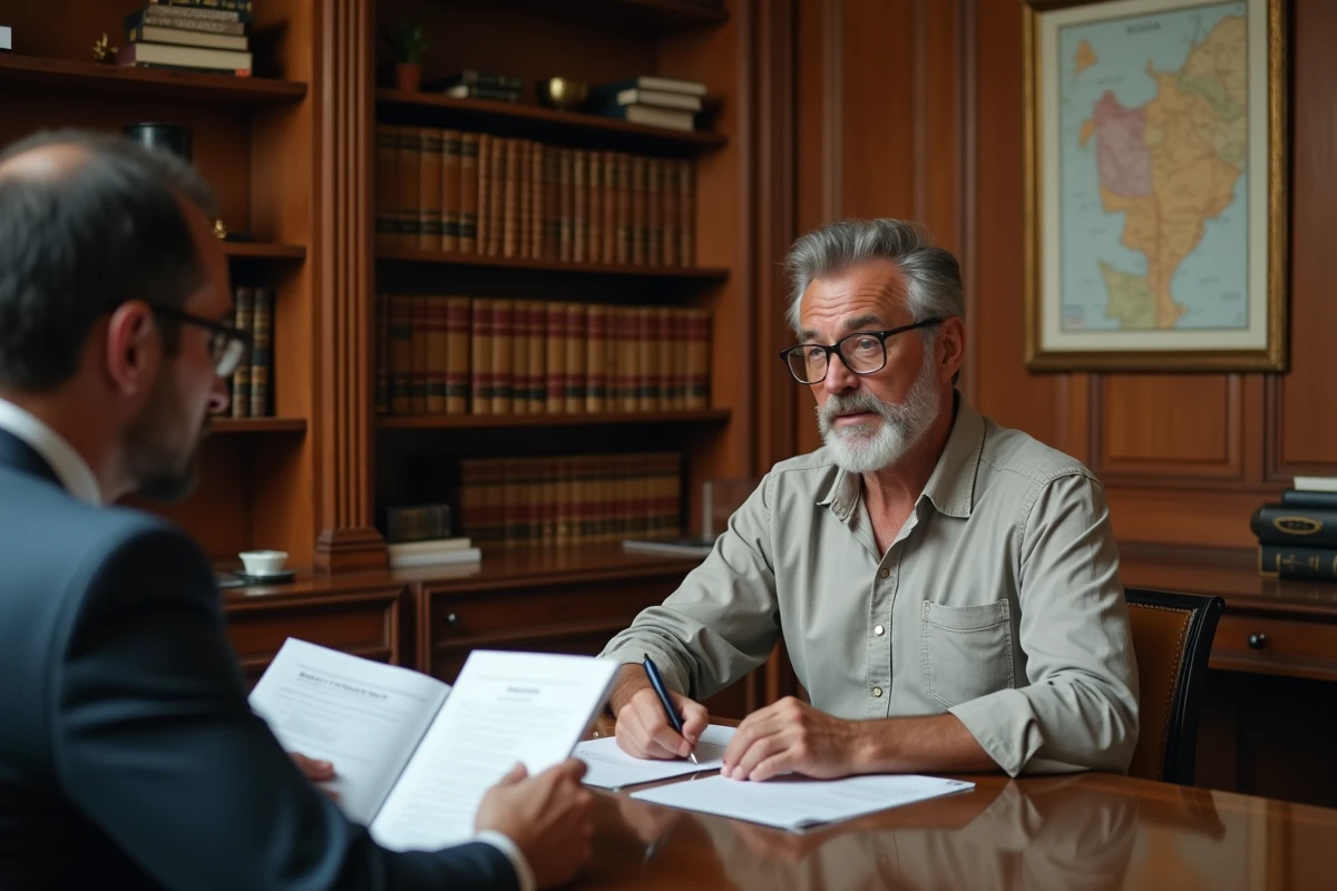 Acheteur français en réunion avec un notaire portugais pour les démarches administratives d'achat immobilier au Portugal
