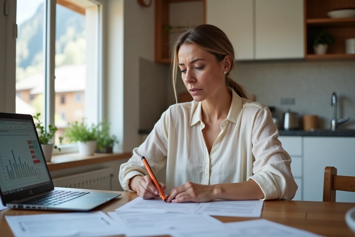 Femme analysant les documents de revente d'un appartement Pierre et Vacances avant signature