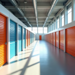 Centre de stockage spacieux et moderne avec unités colorées