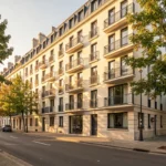 Façade d'un immeuble d'appartements en France le matin