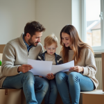 Famille jeune dans un appartement en déménagement