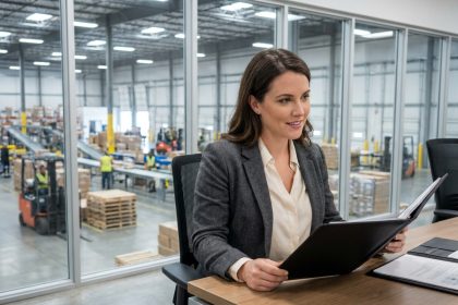 Femme d'affaires confiante dans un bureau moderne