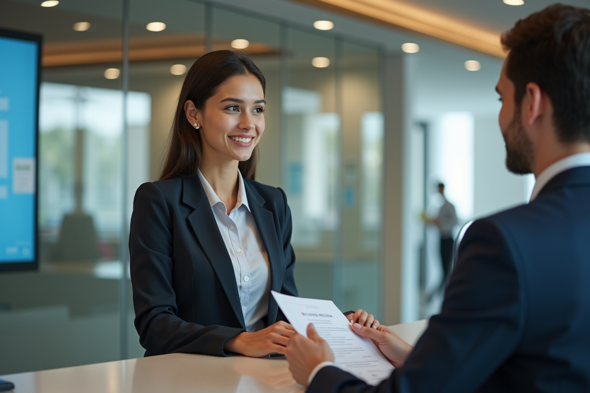 Femme discutant avec un conseiller bancaire