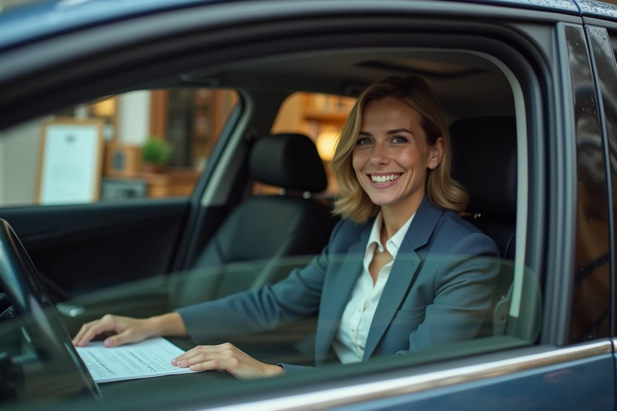 Femme notaire souriante dans son bureau moderne