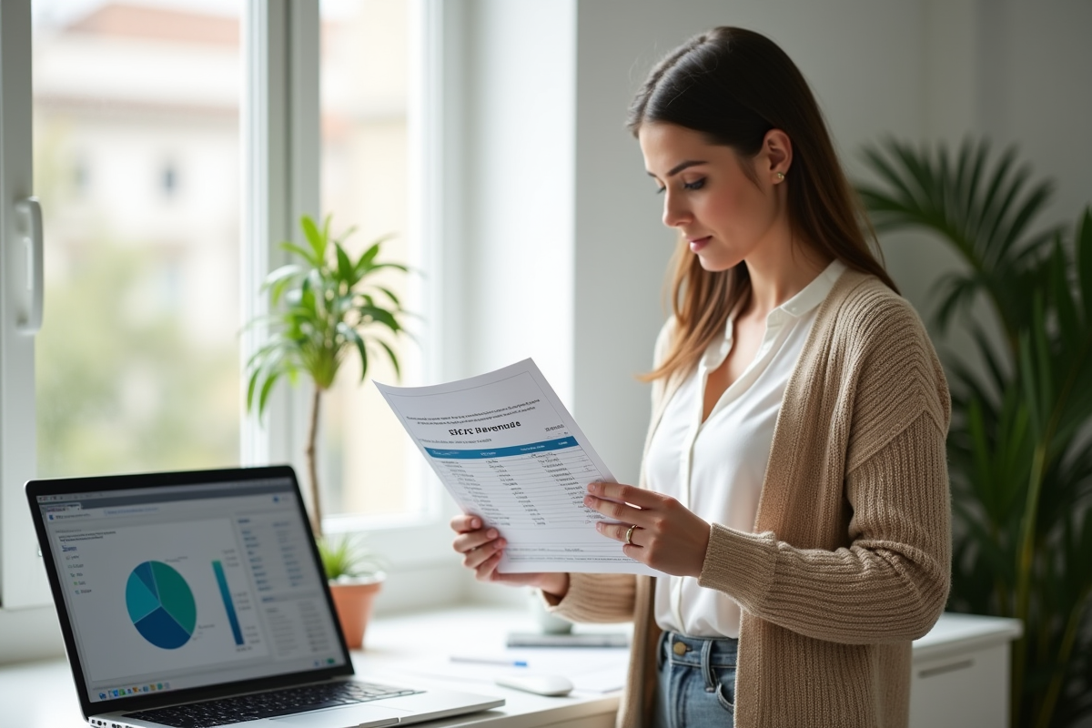 Femme examinant un relevé d