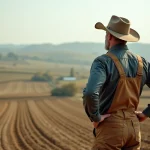 Homme en tenue de travail dans un champ cultivé