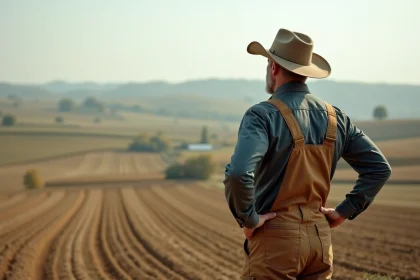 Homme en tenue de travail dans un champ cultivé