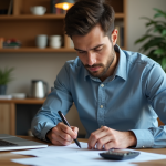 Homme concentré travaillant à une table moderne