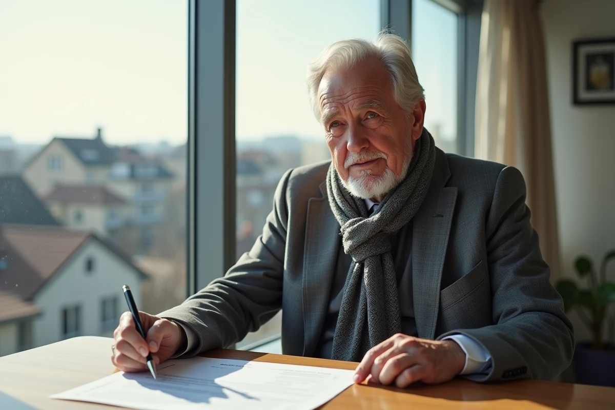 Homme consulte des documents dans un bureau lumineux