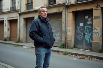 Homme d'âge moyen dans Montluçon avec décor urbain dégradé