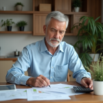 Homme d'âge moyen avec documents de location