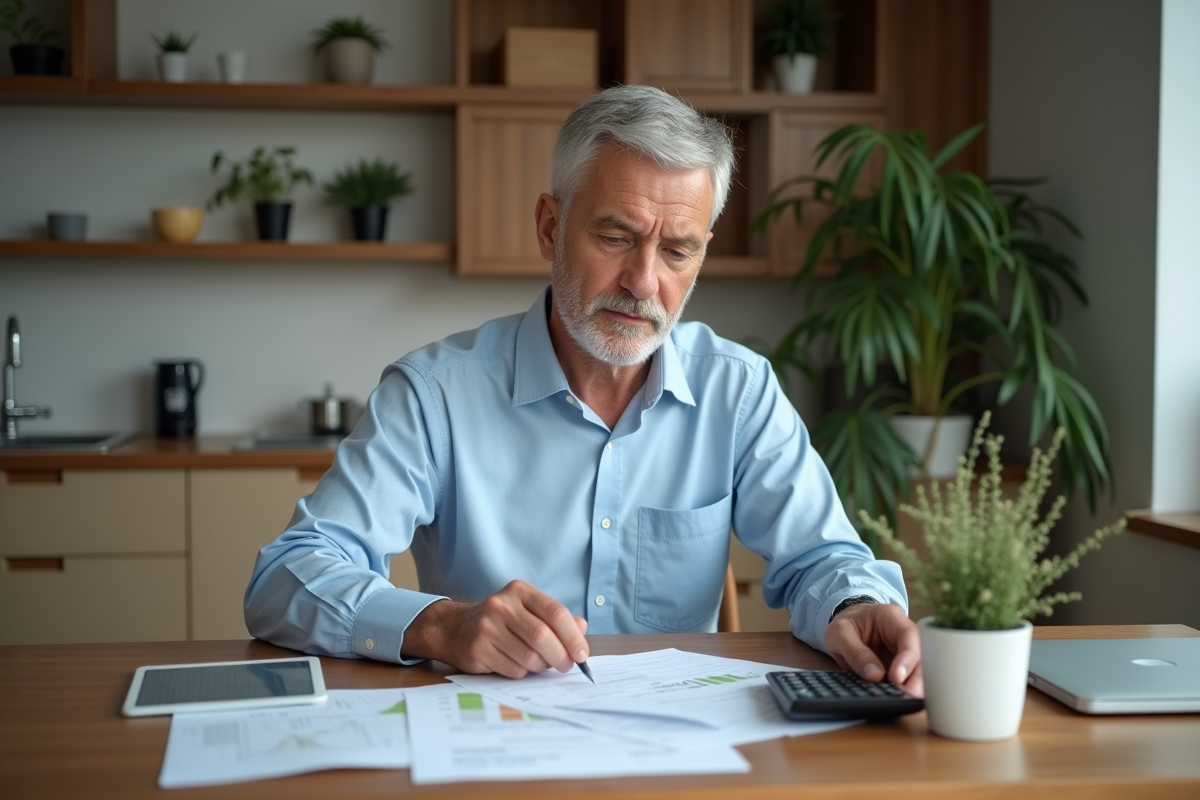 Homme d'âge moyen avec documents de location