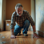 Homme inspectant des dégâts d'eau dans une maison Tennessee