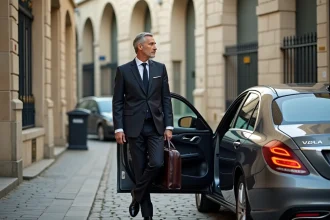 Notaire d age moyen sortant d une voiture à Limoges