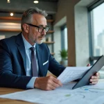 Urbaniste homme en réunion dans un bureau moderne