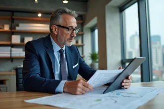 Urbaniste homme en réunion dans un bureau moderne